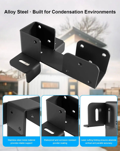 Heavy Duty Shipping Container Brackets With Laser Precision Alignment keeps 2x4 And 2x6 Lumber straight, showcasing black alloy steel design.