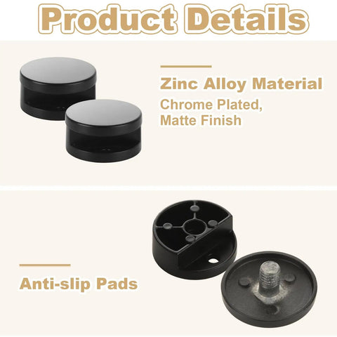 Heavy Duty Frameless Mirror Mounting Clips Set With Dual Screws For 1/8 To 3/16 Inch Glass Round Zinc Alloy Wall Brackets For Bathroom Bedroom And Home Gym Mirrors Matte Black Easy Install