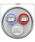 Top view of 45/7.5 MFD AC Capacitor 370V 440V 50/60Hz CBB65B Run Start For Air Conditioners, showing terminals C, H, F