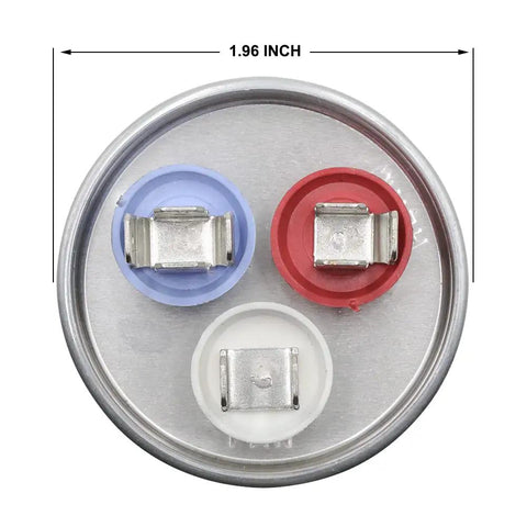 Top view of 45/7.5 MFD AC Capacitor 370V 440V 50/60Hz CBB65B Run Start For Air Conditioners, showing terminals C, H, F