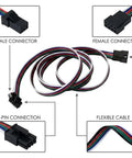 No Sweat 2 54Mm Pitch Sm Connector Extension Cable Male To Female 22Awg Wire Solderless Straight Up showcasing 4-pin male and female connectors.