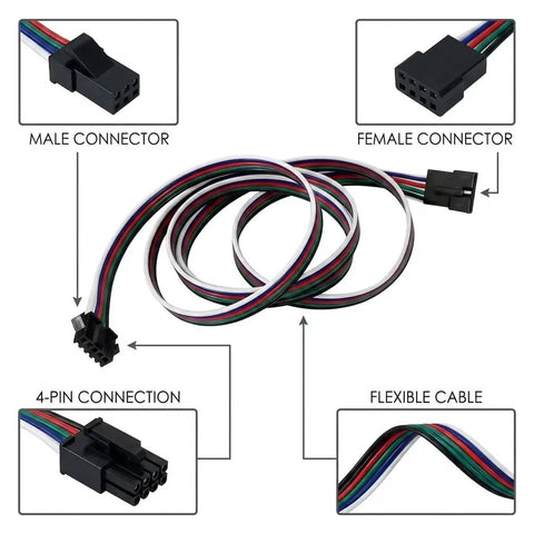 No Sweat 2 54Mm Pitch Sm Connector Extension Cable Male To Female 22Awg Wire Solderless Straight Up showcasing 4-pin male and female connectors.