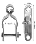 Hardcore 304 Stainless Steel Gate Hinges 2 Pack Heavy Duty Pipe Brackets Fit 35mm Farm Fences Barn Doors Garden Gates With Full Hardware Kit For Zero Sweat Backyards And Fast Weekend Install - detailed view of 35mm steel brackets with measurements.