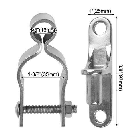 Hardcore 304 Stainless Steel Gate Hinges 2 Pack Heavy Duty Pipe Brackets Fit 35mm Farm Fences Barn Doors Garden Gates With Full Hardware Kit For Zero Sweat Backyards And Fast Weekend Install - detailed view of 35mm steel brackets with measurements.