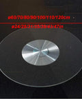 Large Lazy Susan Turntable With Clear Tempered Glass Top And Aluminum Base, shown in 70 cm diameter on black surface
