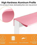 Close-up of pink Sleek Finger Edge Pull 8 Pack Hidden Drawer Handles Modern Curved Aluminum Alloy Invisible Cabinet Pulls 150mm.