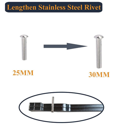 Six Type Tong Bundle Set For Blacksmith Beginners DIY Rapid Tongs With 25MM and 30MM stainless steel rivets, side comparison view