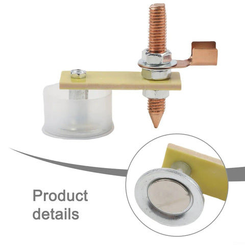 Hot Magnetic Welding Ground Clamp With Strong Magnet Head For Fast Setup On Flat Or Curved Metal Surfaces Quick Connect Earth Clip and secure metal plate support tool with detailed connector.
