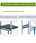 Heavy-Duty 0.5U Server Rack Cable Lacing U-Bar, 19 Inch Horizontal Mount Steel Bar, Pro-Level Cable Management Kit installed in front and back scenarios.