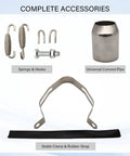 Carbon Fiber Universal Motorcycle Slip On Muffler Exhaust 1.5 To 2 Inch accessories with springs, hooks, pipe, clamp, and strap.