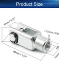 Air Cylinder Clevis End Y Connector M8x1 25 Female Thread 40mm Length 8mm Inner Distance Quick Mount for Air Cylinders Foot Mounting Built Tough Silver Iron, dimensioned side view