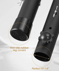 Close-up of heavy duty adjustable table risers and leg extenders, showcasing non-slip rubber covers and perfect fit for stability.