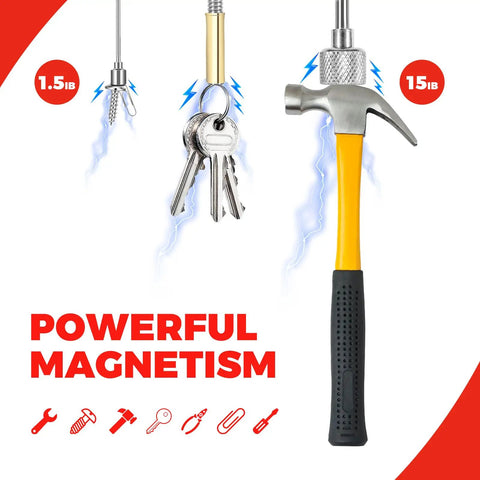 Three Pack Magnetic Pickup Tools Set With Extendable Telescopic Magnets One 1.5lb and One 15lb Reach Plus A Bendable 21.45 Inch Magnetic Pickup Tool Great For Auto Shop Home Garage Grabbing Nuts Bolts Screws And Debris