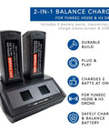 2 In 1 Fast Drone Battery Balance Charger For Yuneec H520E And H3 Batteries With LCD Display, Precision Pin Slots, Efficient Power Delivery