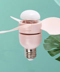 Veltros E27 Ceiling Fan with LED Light Quiet for Kitchen in pink color, compact design with small blades for efficient airflow.