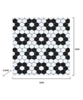 Black And White Geometric Floral Peel And Stick Floor Tiles 12x12 Inch 10 Pack No Grout Needed Water Resistant Vinyl Flooring