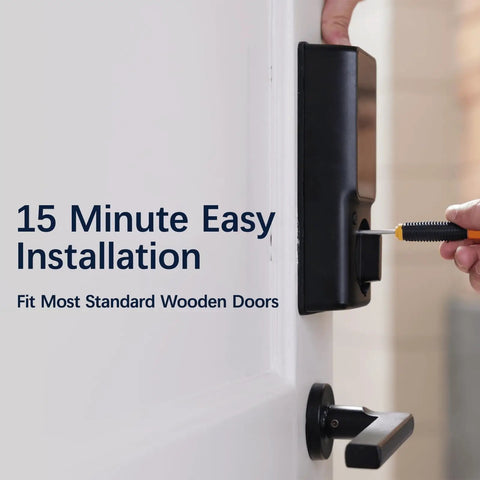 Video Smart Lock All In One Fingerprint Door Lock With Wide Angle Camera And Two Way Video Doorbell Wifi Deadbolt Indoor installation on wooden door