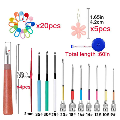 Beginner Friendly Punch Needle Embroidery Kit With 43 Pieces For DIYers Includes Russian Style Large And Small Needles Threaders