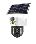 Solid 4K 8MP Dual Lens Solar Security Camera With 4G WiFi Dual Network And Built In Battery for outdoor use with solar panel.