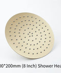 CUTPOIY 8 Inches Rain Shower System Shower Faucet Set Hidden Handheld Shower Set with 6 PCS Body Sprayer Jets Faucet Shower Combo Set Brushed Gold Brass Body 200mm shower head with round design.