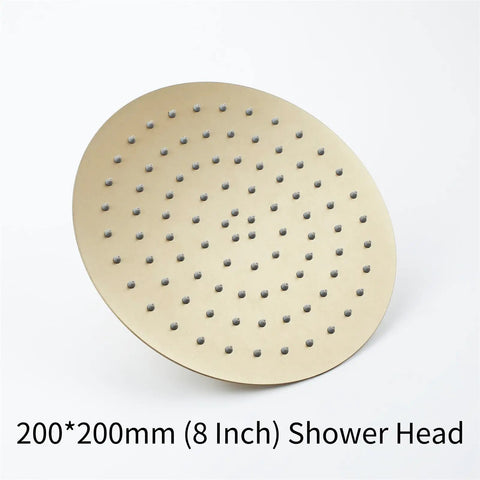 CUTPOIY 8 Inches Rain Shower System Shower Faucet Set Hidden Handheld Shower Set with 6 PCS Body Sprayer Jets Faucet Shower Combo Set Brushed Gold Brass Body 200mm shower head with round design.