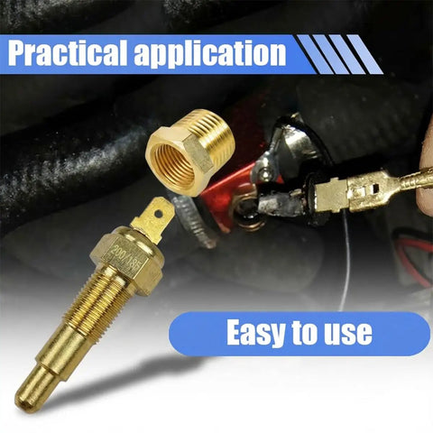 High Grade Radiator Cooling Fan And Temperature Sensor Switch 185 To 175 Degree showing brass components and connector for easy installation.