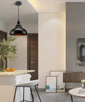 Industrial Farmhouse Pendant Light With Adjustable Hanging Rope Black Metal Ceiling Fixture for kitchen