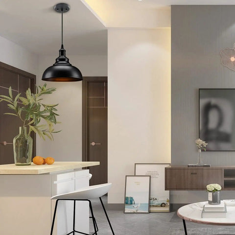 Matte Black Industrial Farmhouse Pendant Lights 3 Pack With Adjustable Rope Hangs For Kitchen Island Dining Room And Barn Ceiling