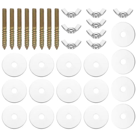 Premium Top Shelf Bird Cage Retaining Screws And Perch Hardware Kit With 16 Heavy Duty Bolts And Nuts Plus Gaskets for pet enclosure.
