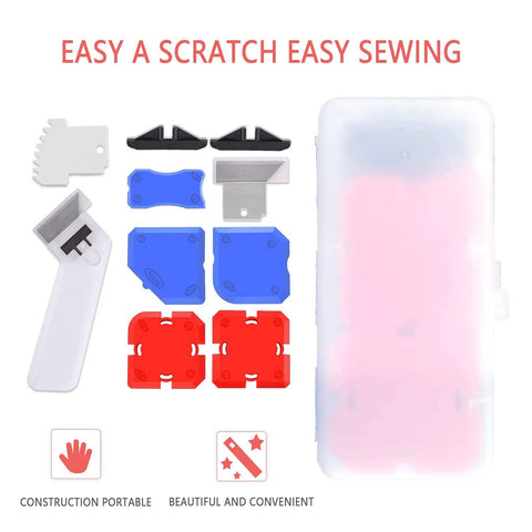 11 Piece Caulking Tool Kit with Sealant Finishing Tools and storage box, showing silicone caulking guides and removal tools.