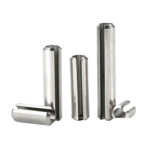 304 Stainless Steel Slotted Split Spring Pins M1.5 To M3.5 Diameter, M3x35 Length, 50 Piece Pack, heavy duty fasteners close-up