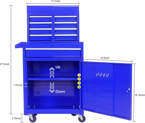 Rolling Tool Cart With Five Drawers On Wheels Heavy Duty Steel Tool Chest For Garage And Warehouse Storage Blue Mobile Tool Box Organizer Durable Construction With Easy Glide Casters For Heavy Tools And Ample Storage In Workshops And Garages