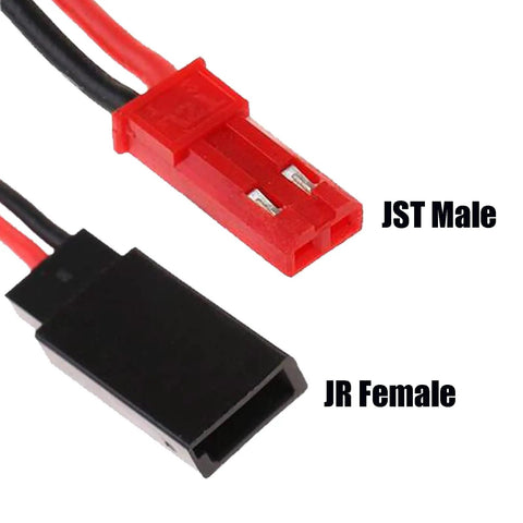 JST To JR Servo Cables Pack 5 Pairs 10cm 20AWG Silicone RC Wiring With Male To Female Connectors close-up