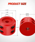 Winch Stopper For ATVs, UTVs, Trucks And SUVs - Rubber Rope Saver To Stop Cable Bounce, Prevent Loosening, And Protect Towing Hook - Includes Stainless Screws, Nuts, Allen Wrench - Red, showing dimensions and size of stopper