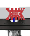 Hella Precise Woodworking Dovetail Jig Crafted From Durable Aluminum Alloy Marking Template Featuring Integrated Tenon Caliper and Table Saw Depth Gauge, close up on marking template.