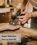 Woodworker using tool on project with Double Sided Woodworking Tape For Router Templates And CNC Projects, Heavy Duty Adhesive