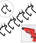 Heavy Duty Pegboard Hooks And Drill Holder Set For Tool Organization 4 Pack Peg Board Hangers With Neoprene Coated Metal