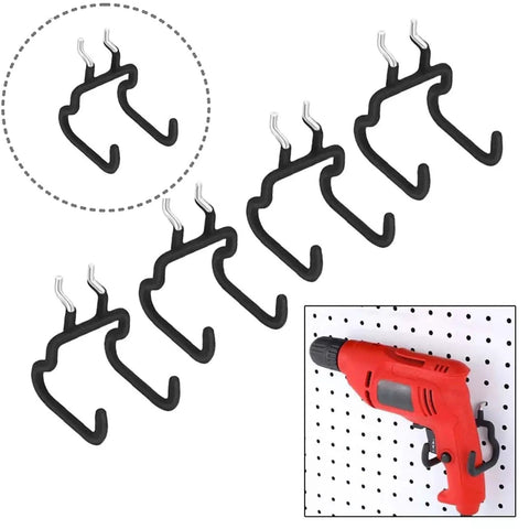 Heavy Duty Pegboard Hooks And Drill Holder Set For Tool Organization 4 Pack Peg Board Hangers With Neoprene Coated Metal
