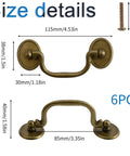 Six Piece Antique Drop Bail Handle Pulls For Cabinets And Dressers, Zinc Alloy Hardware, Easy To Install, Vintage Mission Style