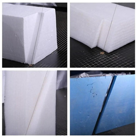 Pro Grade Desktop Hot Wire Foam Cutter For Clean Precise Foam Shaping And Easy DIY Crafting Prototyping Model Making 110V 160W Desktop Workshop Tool in use, cutting foam blocks with precision.