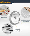 Applications of Knockout Performance 6 Inch CBN Grinding Wheel 180 Grit for Bench Grinder: metal, woodturning, stainless steel tools.