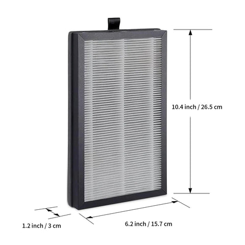 Dimensions of Air Purifier Replacement Filter With True HEPA Filtration Three Stage System Removes Ninety Nine Point Nine Seven Percent Smoke Odor And Dust For Bedroom And Office Two Pack