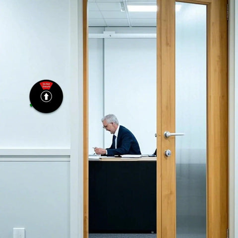 Office Door Sign With Six Status Options Do Not Disturb Please Knock In A Meeting Working Remotely Back Soon Out Of Office Privacy Indicator