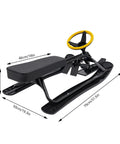 Go Kart Style Snow Sled With Steering Wheel And Brakes For Kids And Adults, 220 Lb Capacity, Two PE Skis, Side View