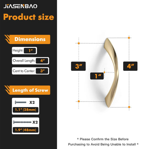 Rose Gold Cabinet Pulls 3 Inch Arch Twisted Handle Set size dimensions and screws for Kitchen Cabinets Drawers Vanities