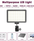 Pro Grade Dimmable USB LED Video Lights Kit With 5600K Daylight showing LED panel and compatibility with devices