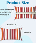 Two Pack Outdoor Chaise Lounge Head Pillow With Elastic Strap Red Stripes Water Resistant Headrest For Recliners Beach Chairs Patio Loungers Office Chairs And Easy Neck Support product size and dimensions illustration.