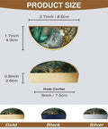 Two Pack Green Gold Fluid Art Cabinet Pulls With 3 Inch Hole Center Gold Semicircle Drawer Handles size diagram