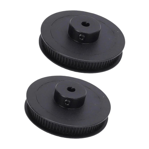 Industrial Grade Workhorse Aluminum Single Groove Web Sheave Pulley with black coating for V Drive setups, showing two pulleys.