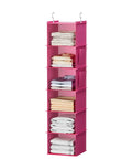 Hanging Closet Organizer With Bamboo Inserts And MDF Tops Pink Space Saving Shelves For Clothes And Accessories Ultra Durable Nonwoven Fabric Easy Access Wardrobe Storage For Quick Neat Organization